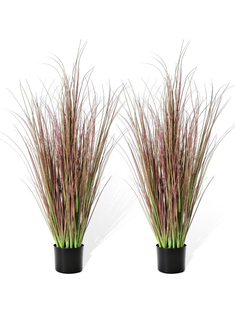 2 Pack 4ft Tall Artificial Grass Plants - Potted Greenery for Home & Garden